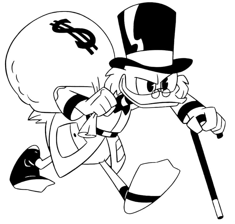 Scrooge McDankka ja rahapussi Värityskuva