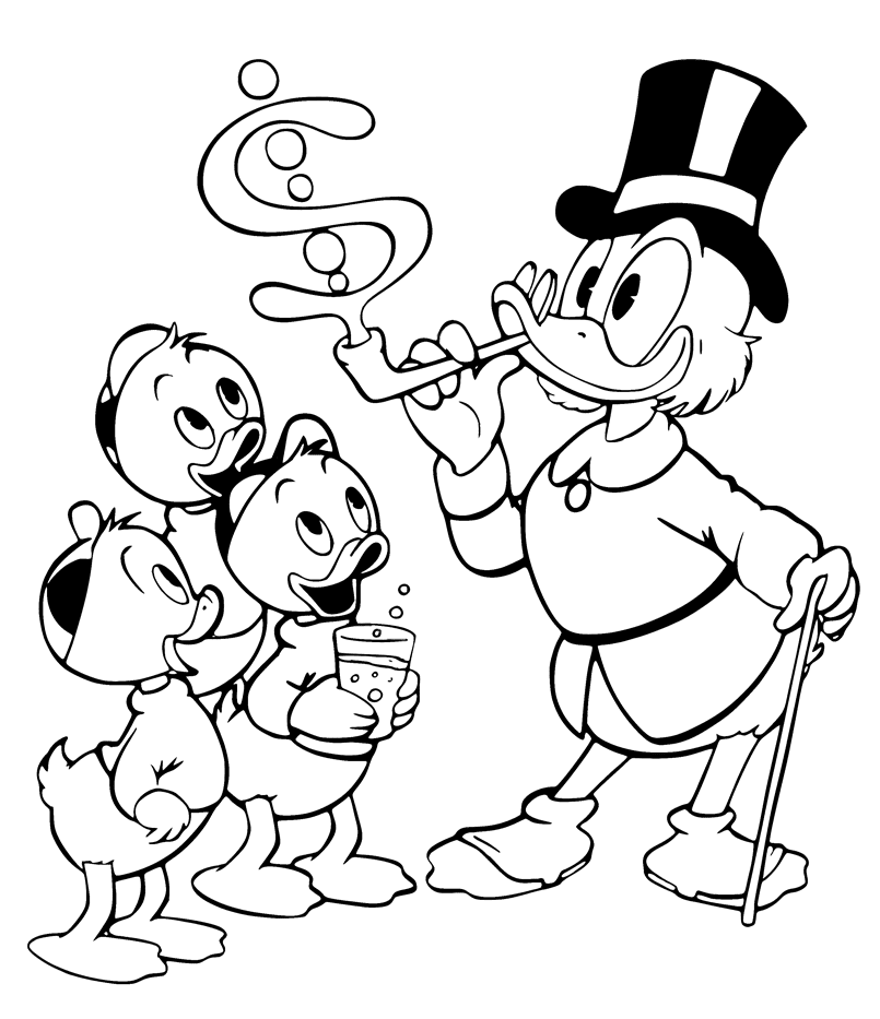 Scrooge puhaltaa kuplia Värityskuva