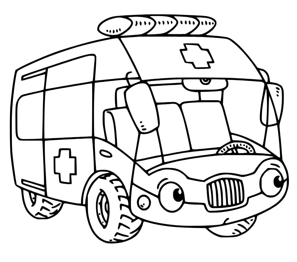 Söpö ambulanssi Värityskuva