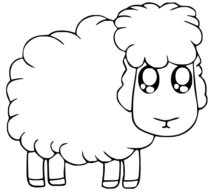 Söpö lammas suurilla silmillä Värityskuva