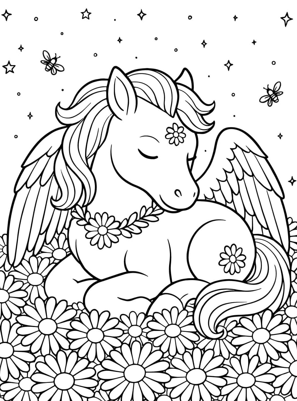 Unelmainen Pegasus Tulostettava Värityskuva