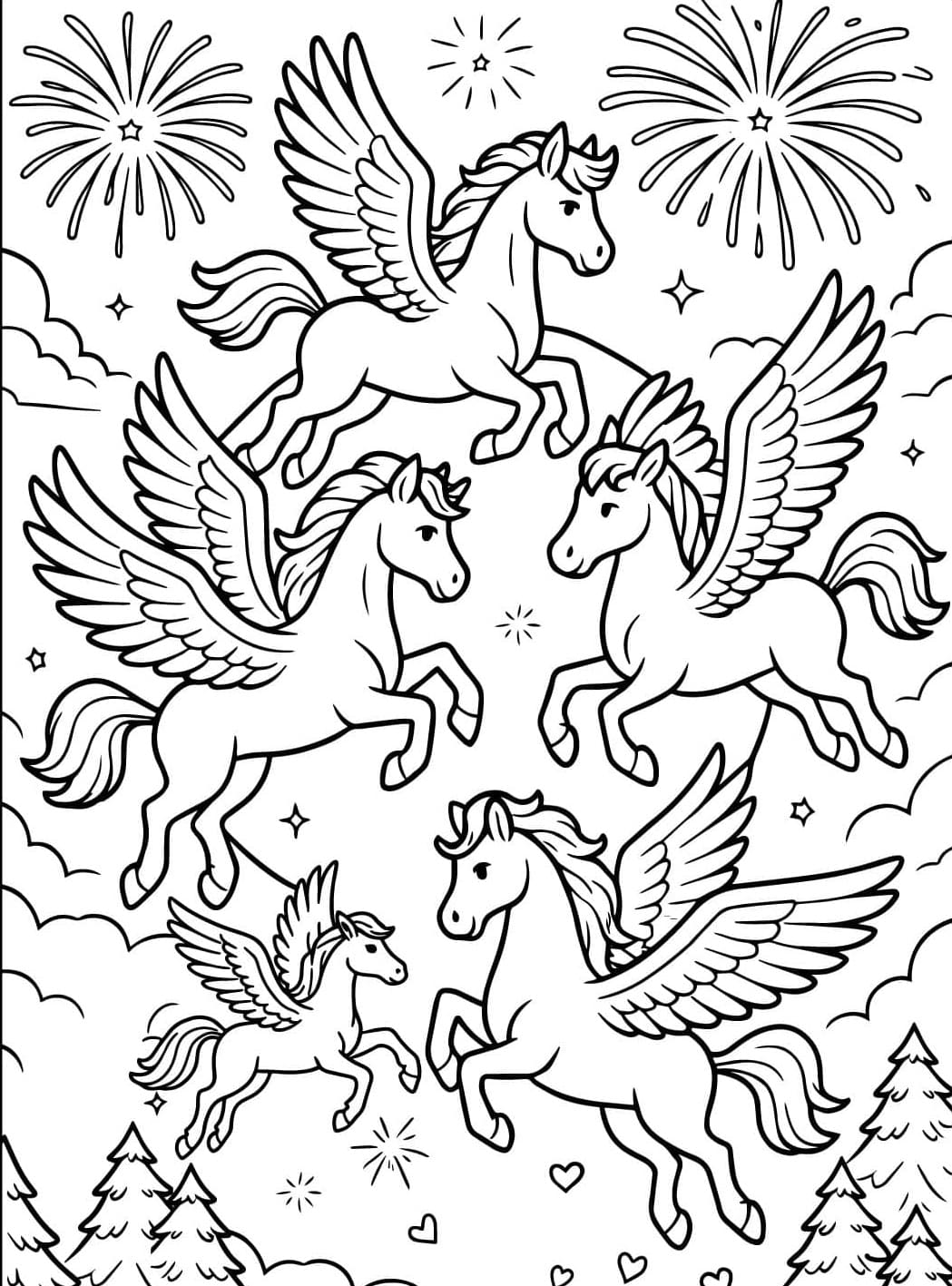 Yötaivaan Pegasus piirustus Värityskuva