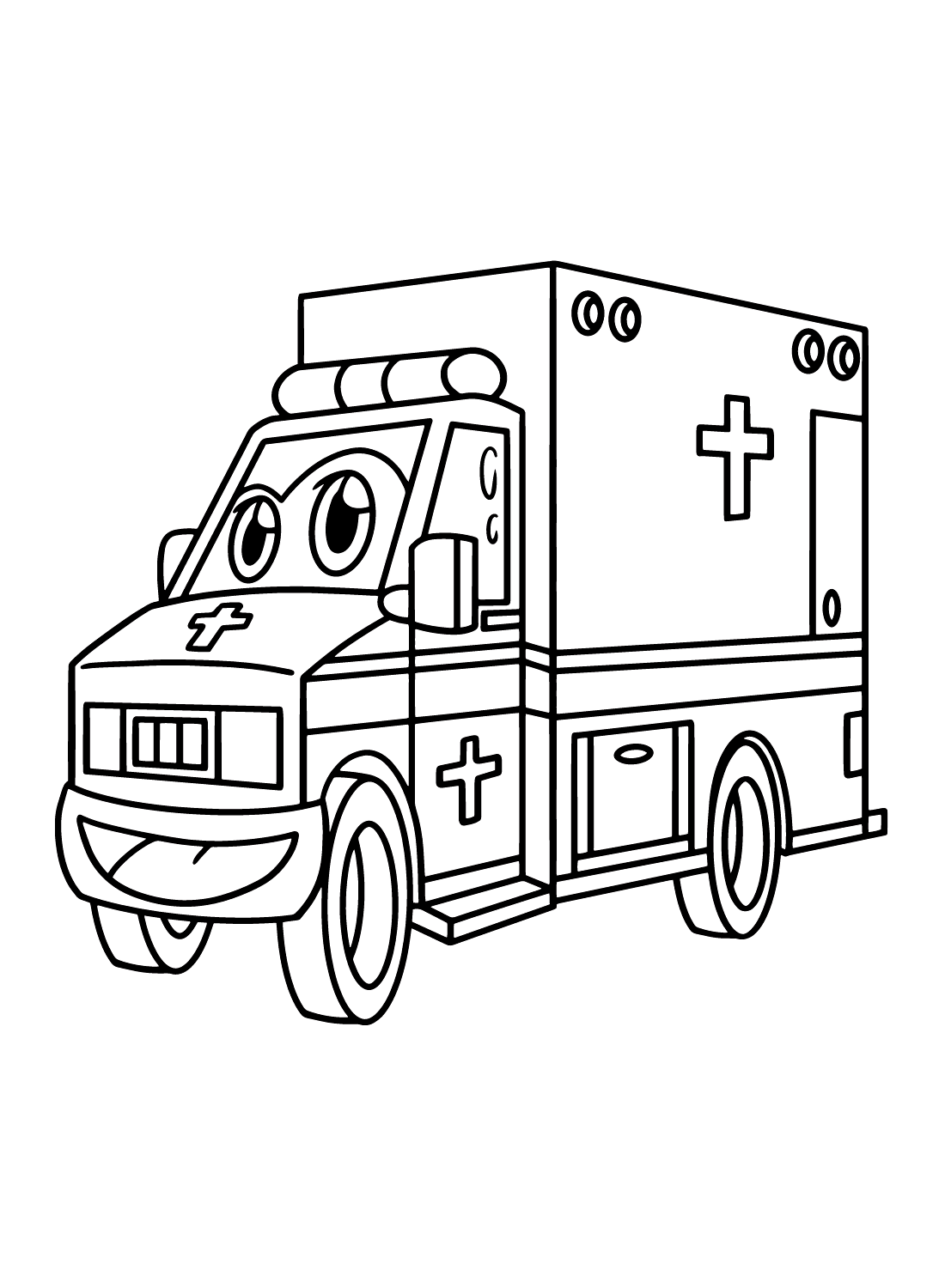 Sarjakuva-ambulanssi kuva Värityskuva
