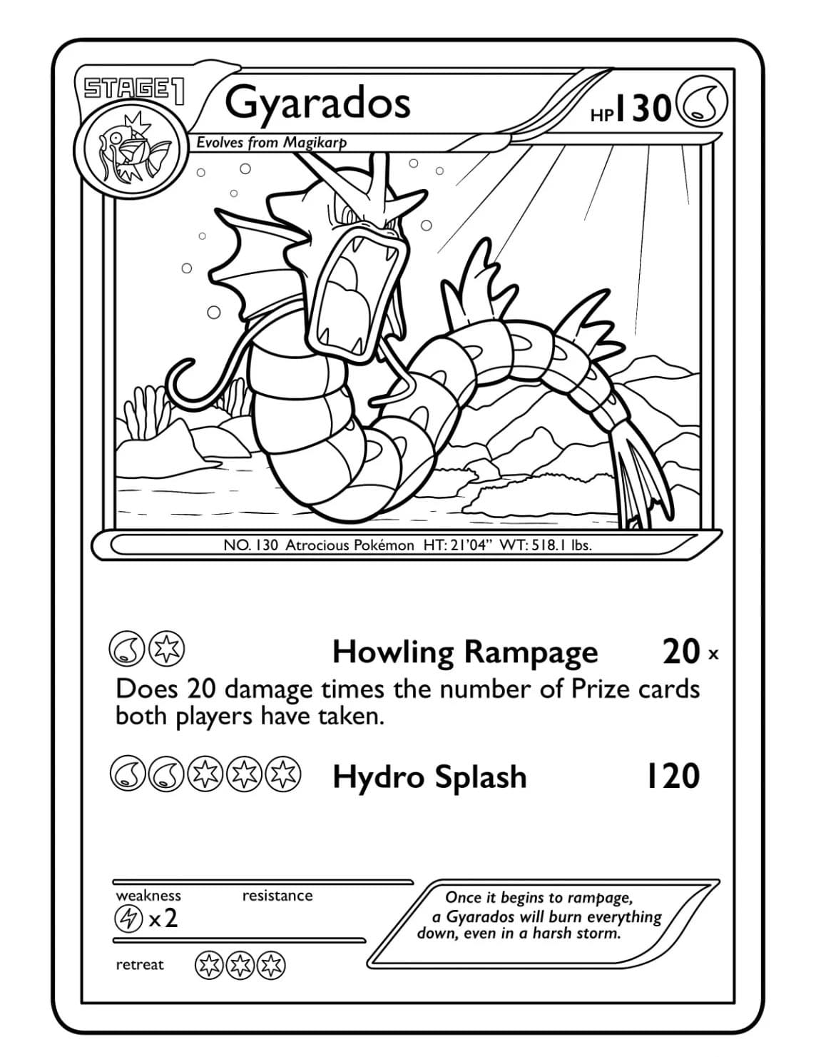 Gyarados Pokémon -kortti Värityskuva