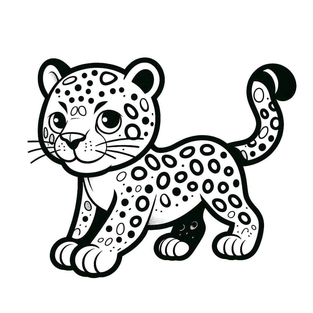 Jaguaari juoksee Värityskuva