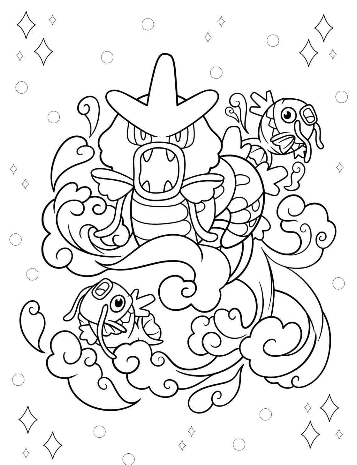 Kawaii Gyarados Värityskuva