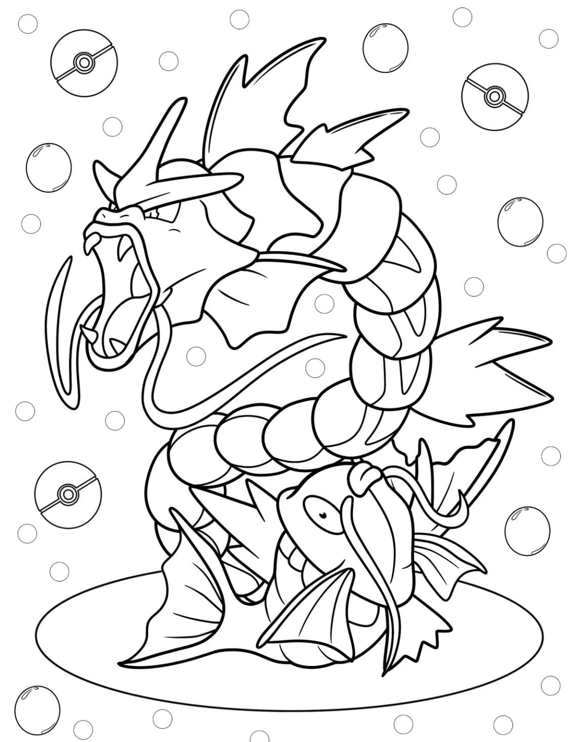 Magikarp Gyaradosin kanssa Värityskuva