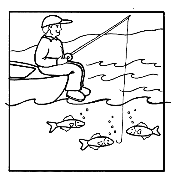 Mies kalastaa Värityskuva