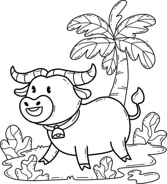 Sarjakuva buffalo Värityskuva