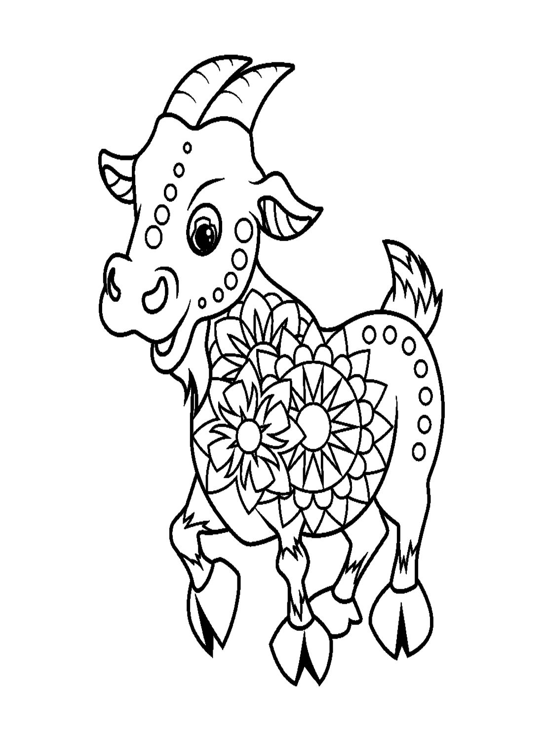 Söpö vuohi zentangle tyyliin Värityskuva