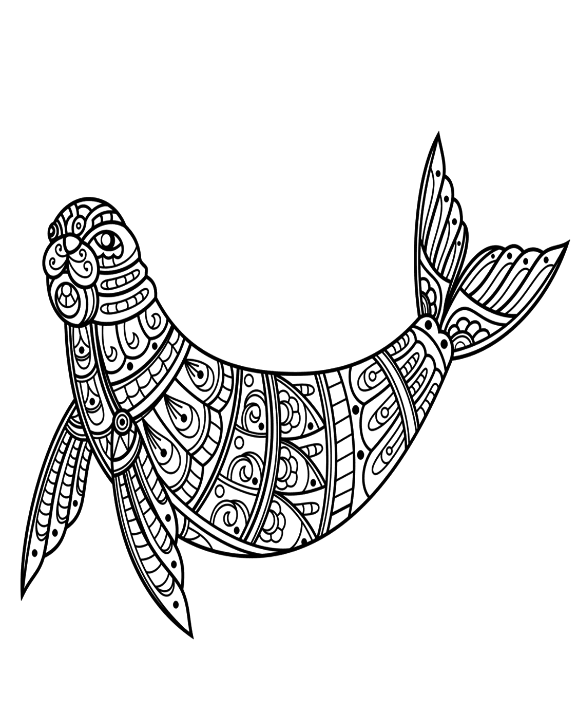 Zentangle tyylinen sinetti Värityskuva