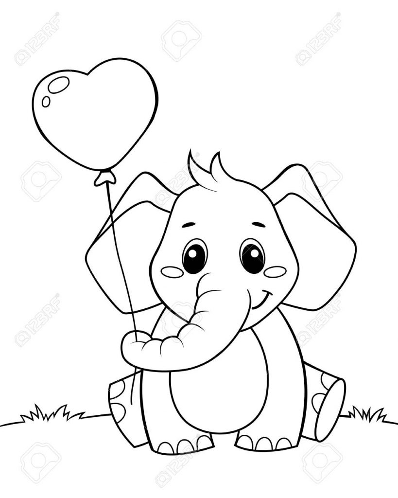 Coloriage Éléphant avec Amour à imprimer