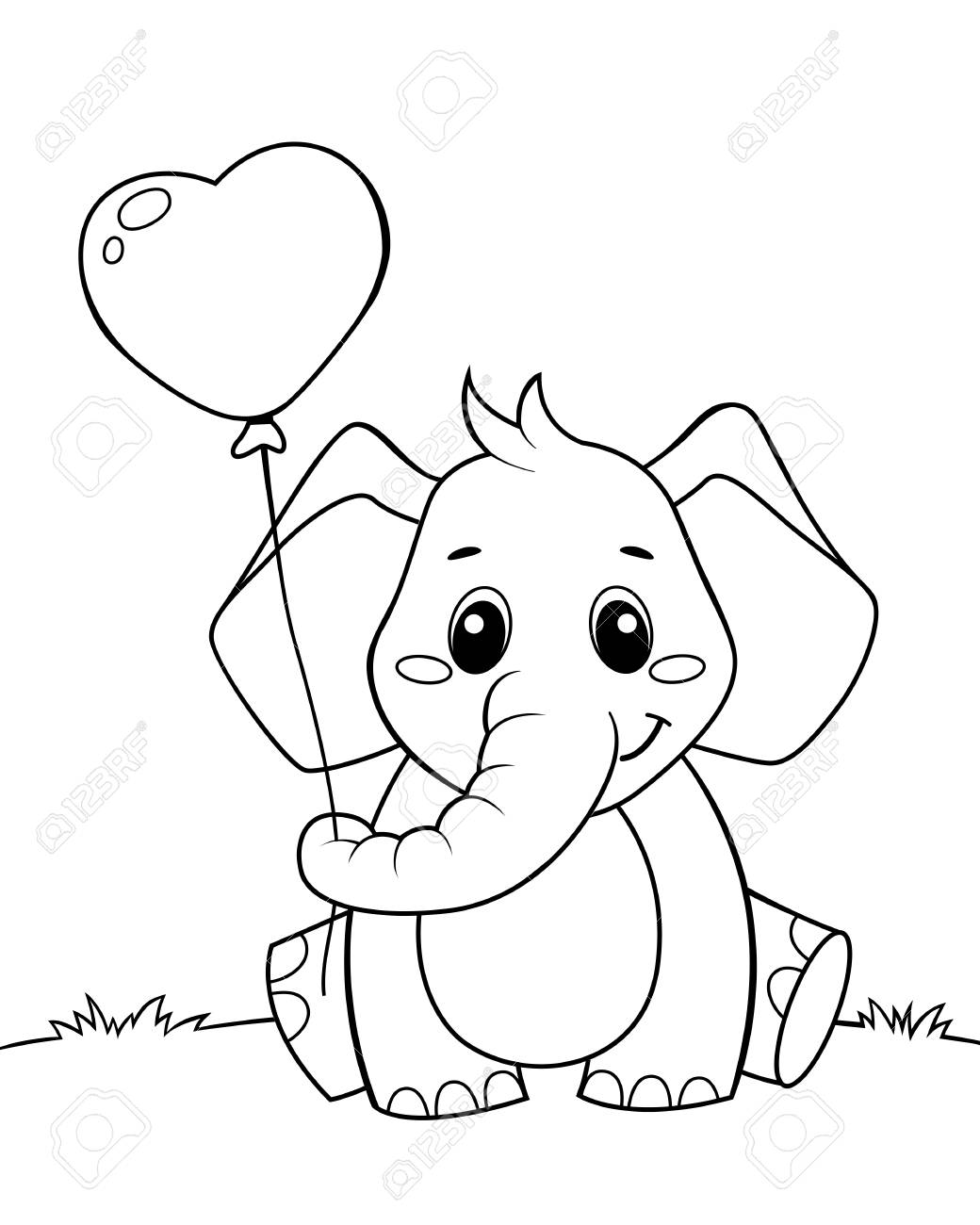 Coloriage Éléphant avec Amour à imprimer
