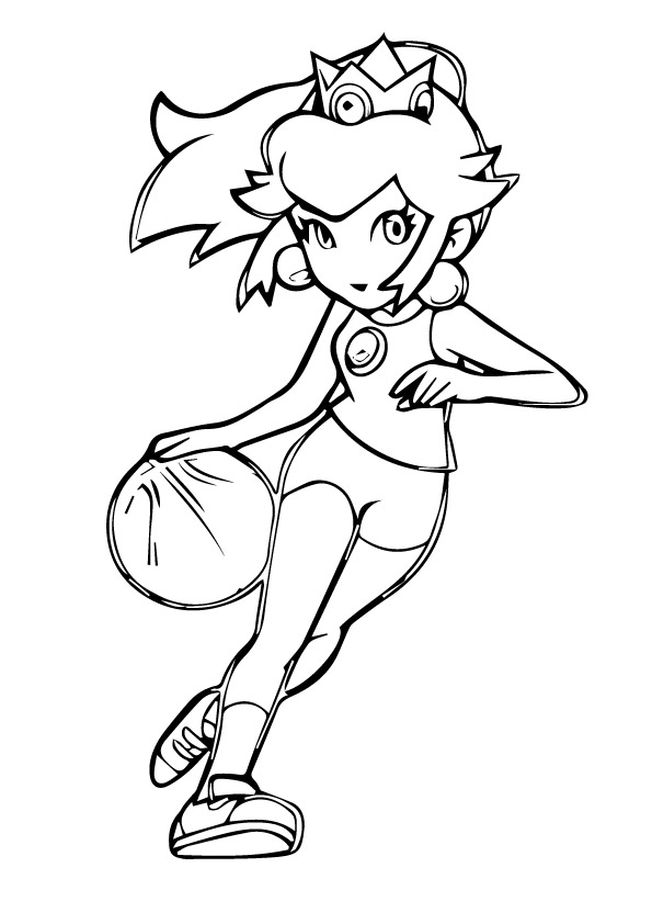 Coloriage Petite Fille Jouant au Basket