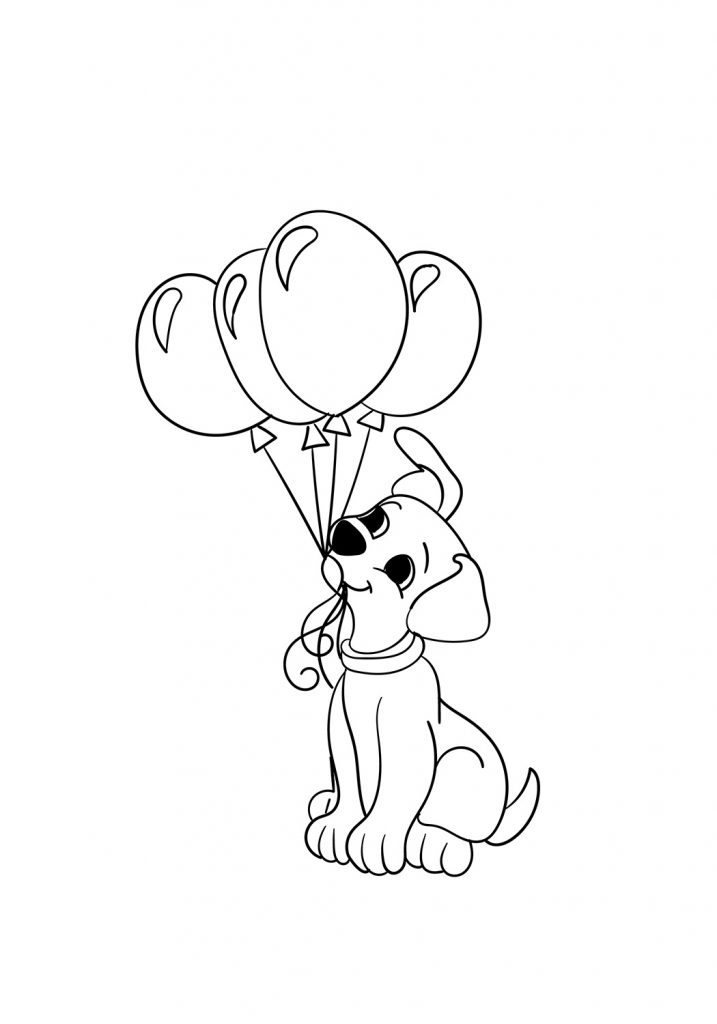 Coloriage Chien et Ballons à imprimer