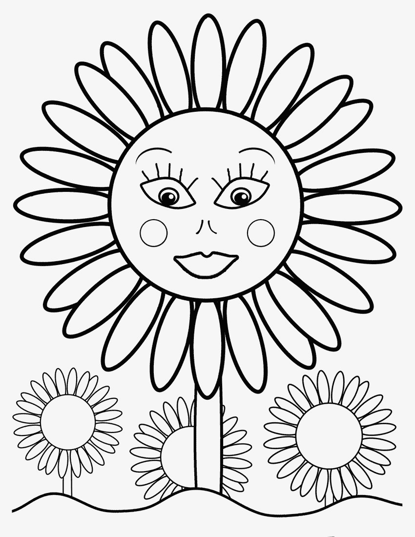 Coloriage Tournesol Heureux à imprimer