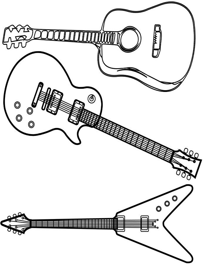 Coloriage Type de Guitare à imprimer