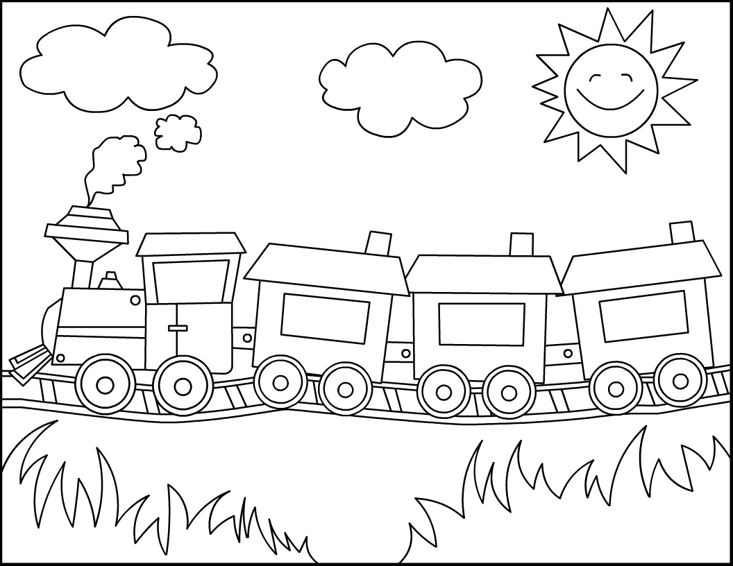 Coloriage Train et Soleil à imprimer