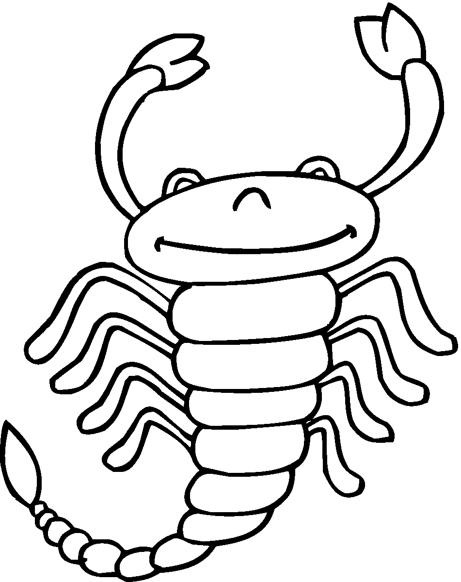 Coloriage Drôle de Scorpion Souriant à imprimer