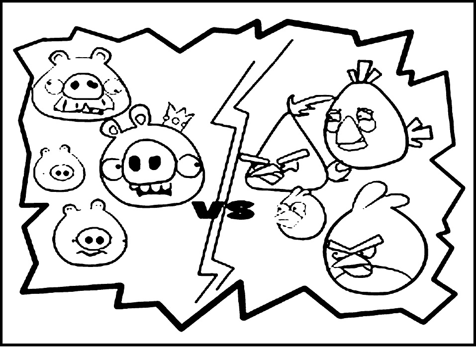 Coloriage Cochon et Angry Birds