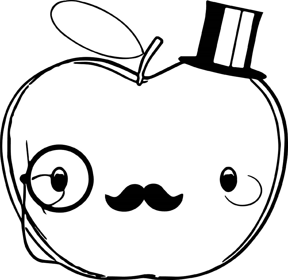 Coloriage Pomme avec Moustache