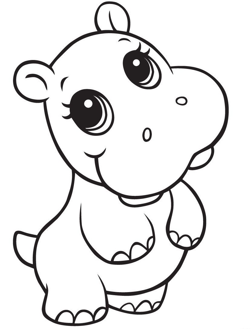 Coloriage Belle Hippopotame