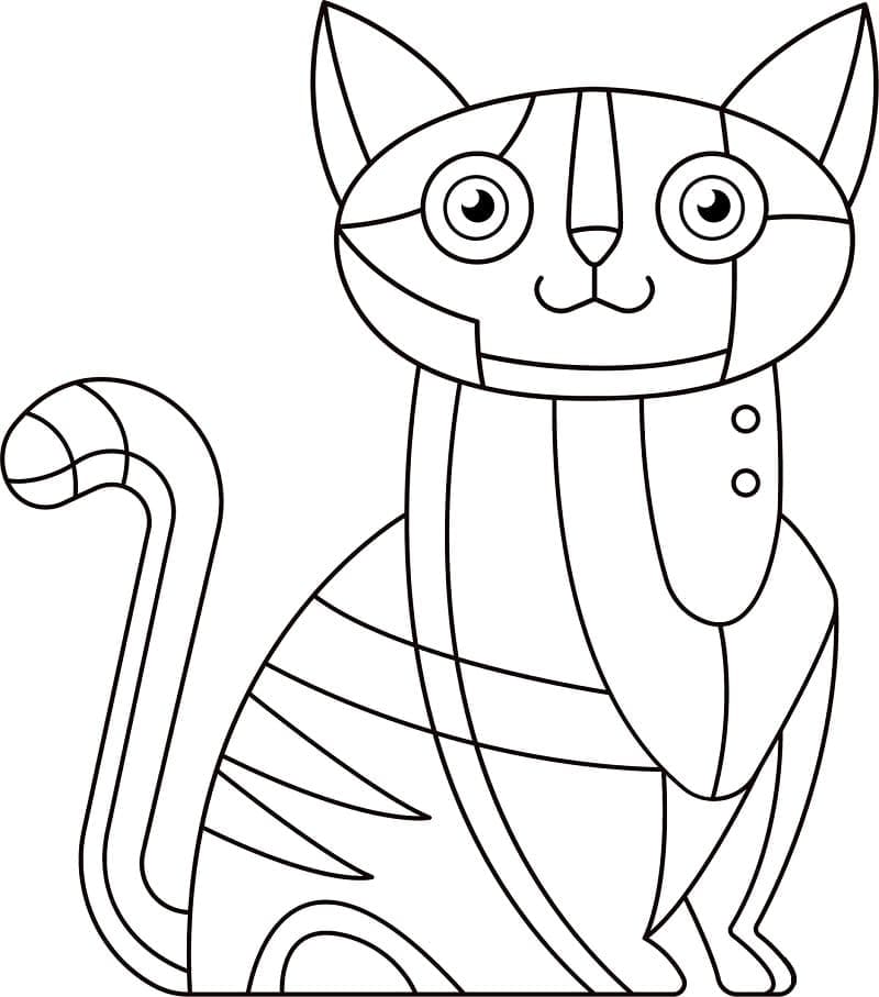 Coloriage chat abstrait à imprimer