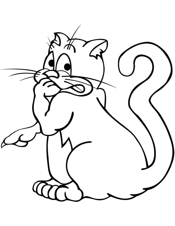Coloriage chat de dessin animé à imprimer