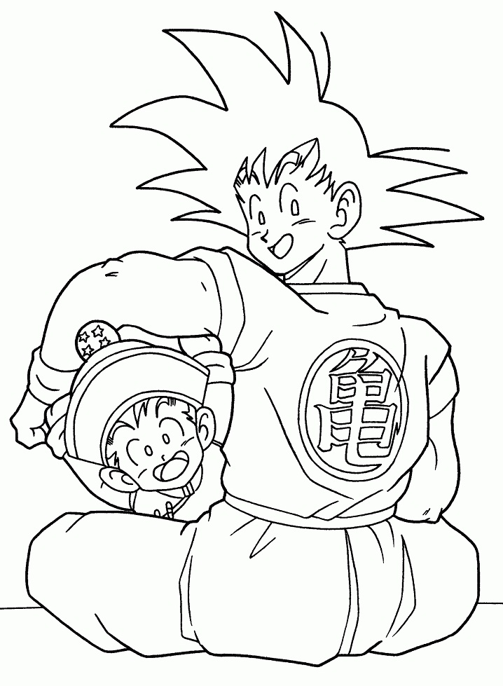 Coloriage Goku et Gohan à imprimer