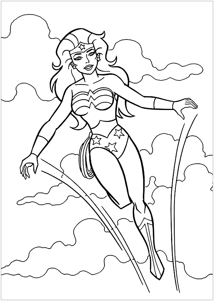 Coloriage Wonder Woman Volant