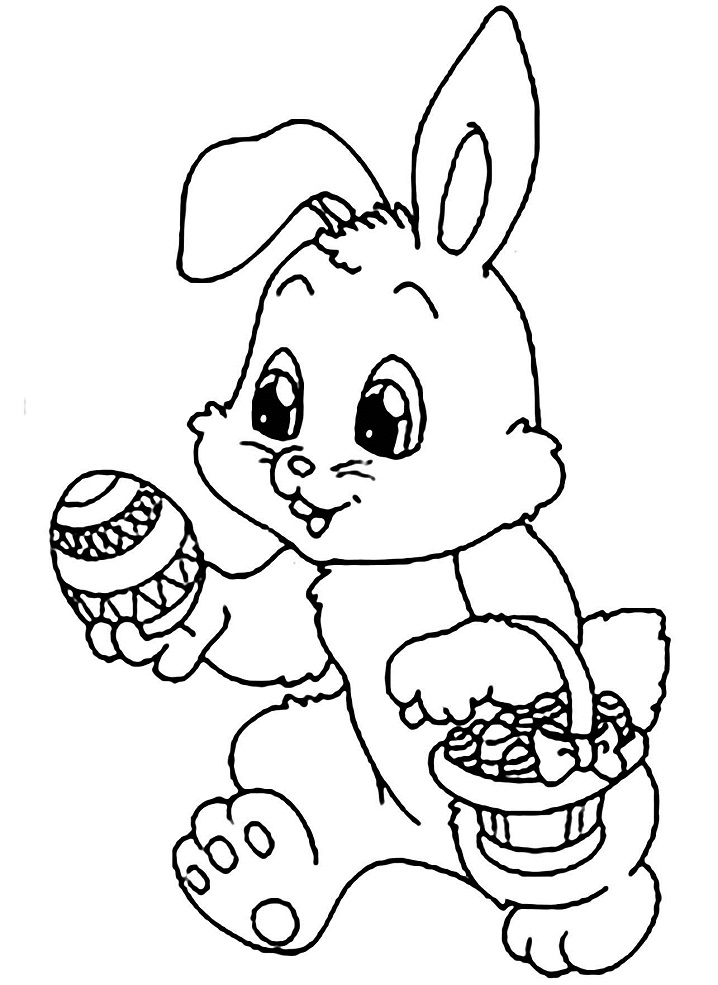 Coloriage Lapin de Pâques avec Oeufs à imprimer