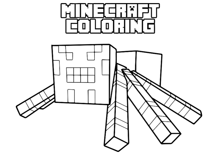 Coloriage Araignée dans Minecraft à imprimer