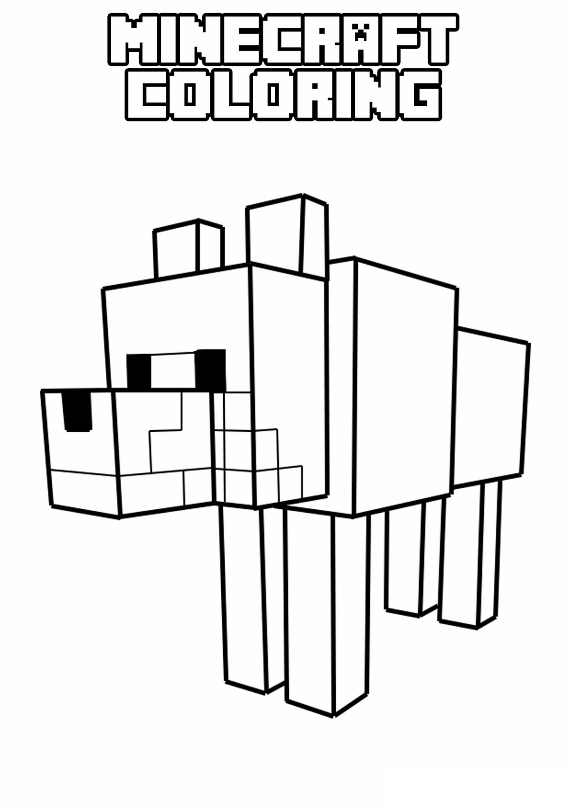 Coloriage Loup Minecraft à imprimer