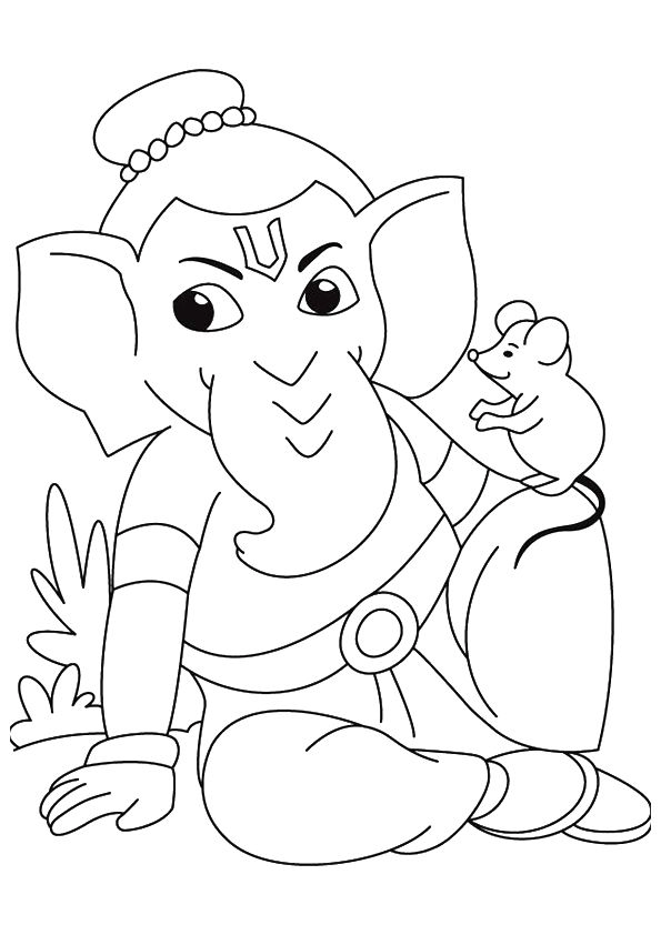 Coloriage Ganesha et La Souris à imprimer
