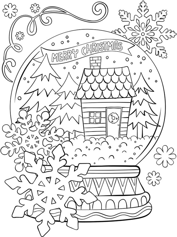 Coloriage Globe de Noël à imprimer