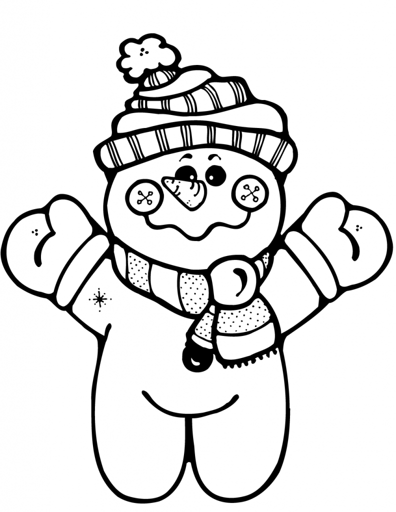 Coloriage Bonhomme de neige heureux à imprimer