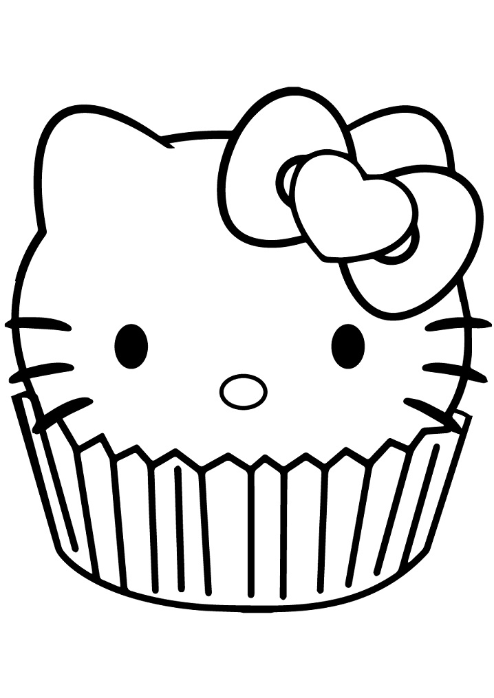 Coloriage Petit gâteau Hello Kitty à imprimer