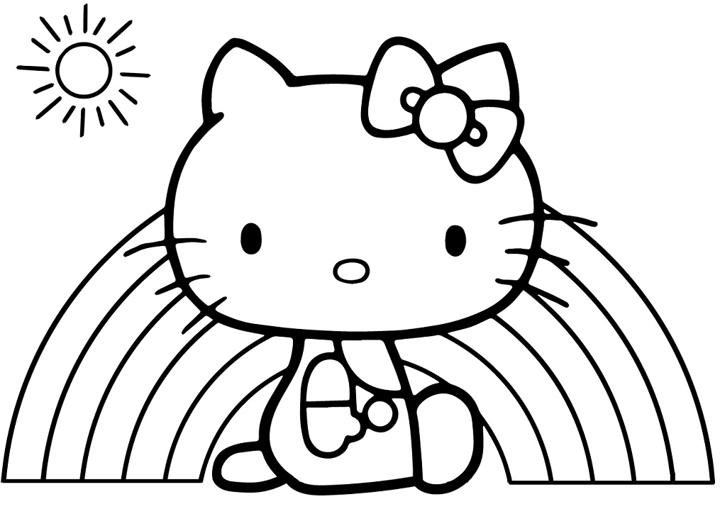 Coloriage Arc-en-ciel Hello Kitty à imprimer