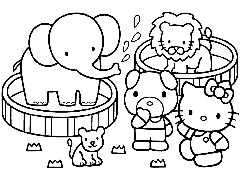 Coloriage Hello Kitty Zoo à imprimer