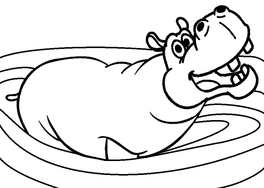 Coloriage Hippopotame Dans L’eau à imprimer