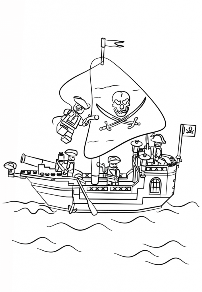 Coloriage Bateau Pirate Lego à imprimer