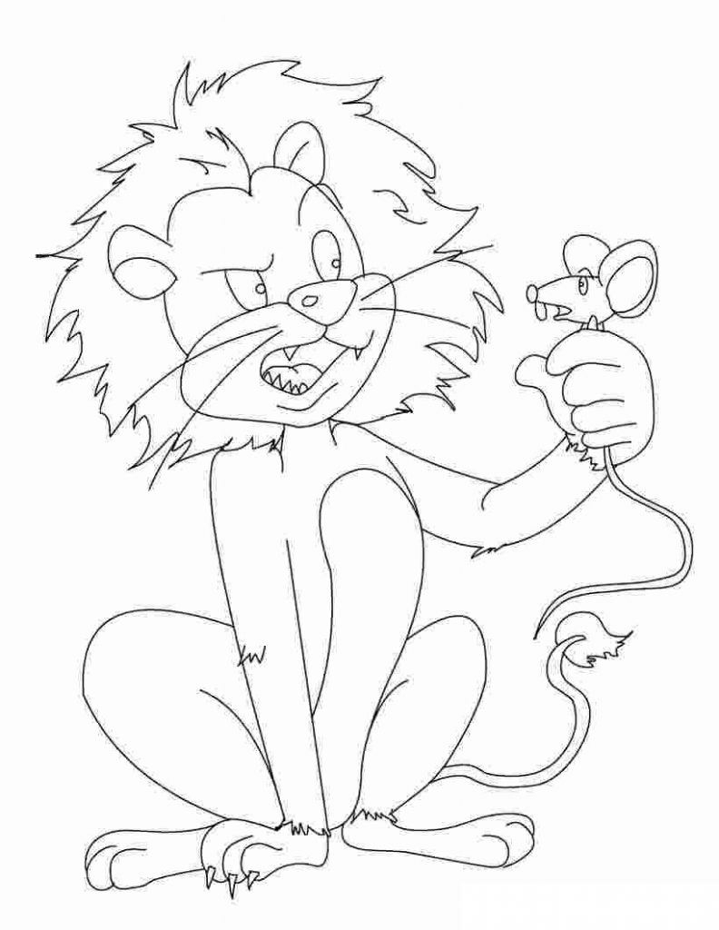 Coloriage Lion Attrapant La Souris à imprimer