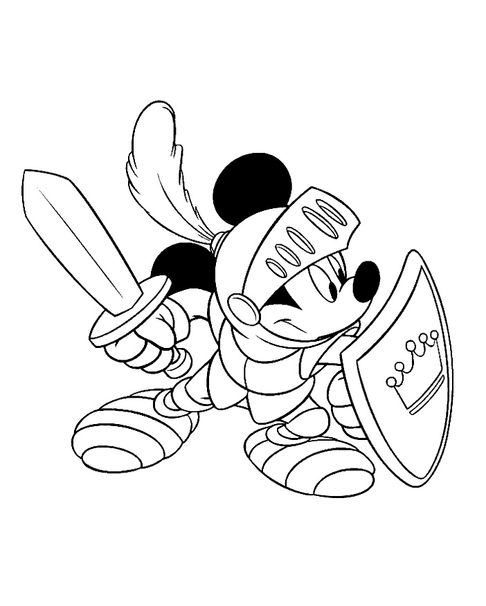 Coloriage Mickey le Chevalier