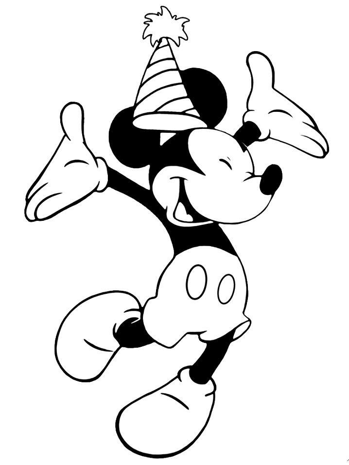 Coloriage Anniversaire Mickey à imprimer