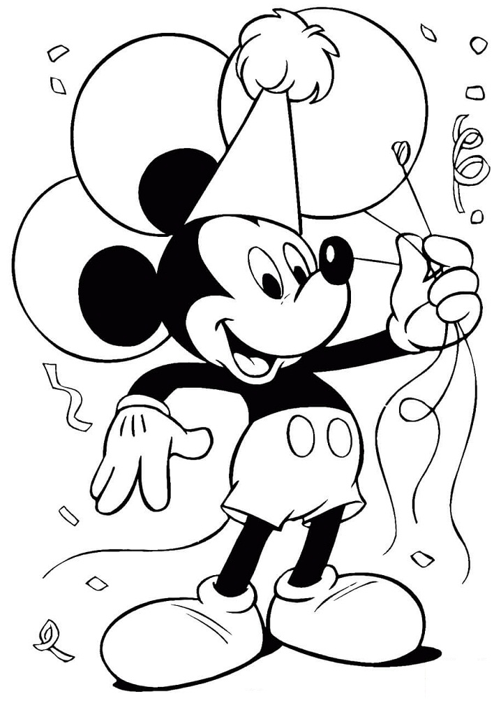Coloriage Mickey Mouse et Ballons