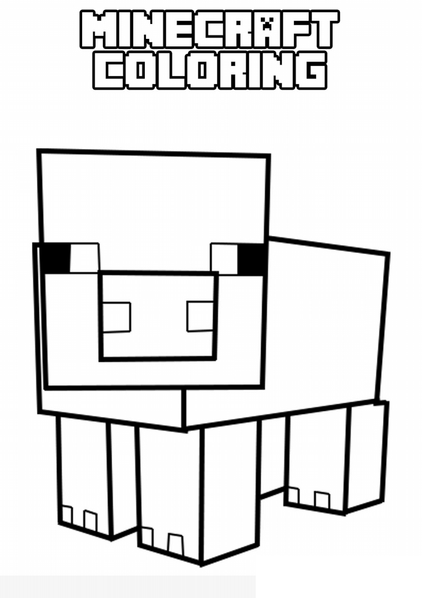 Coloriage Cochon dans Minecraft à imprimer