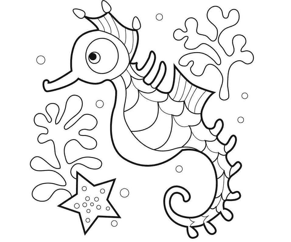 Coloriage Hippocampe Drôle