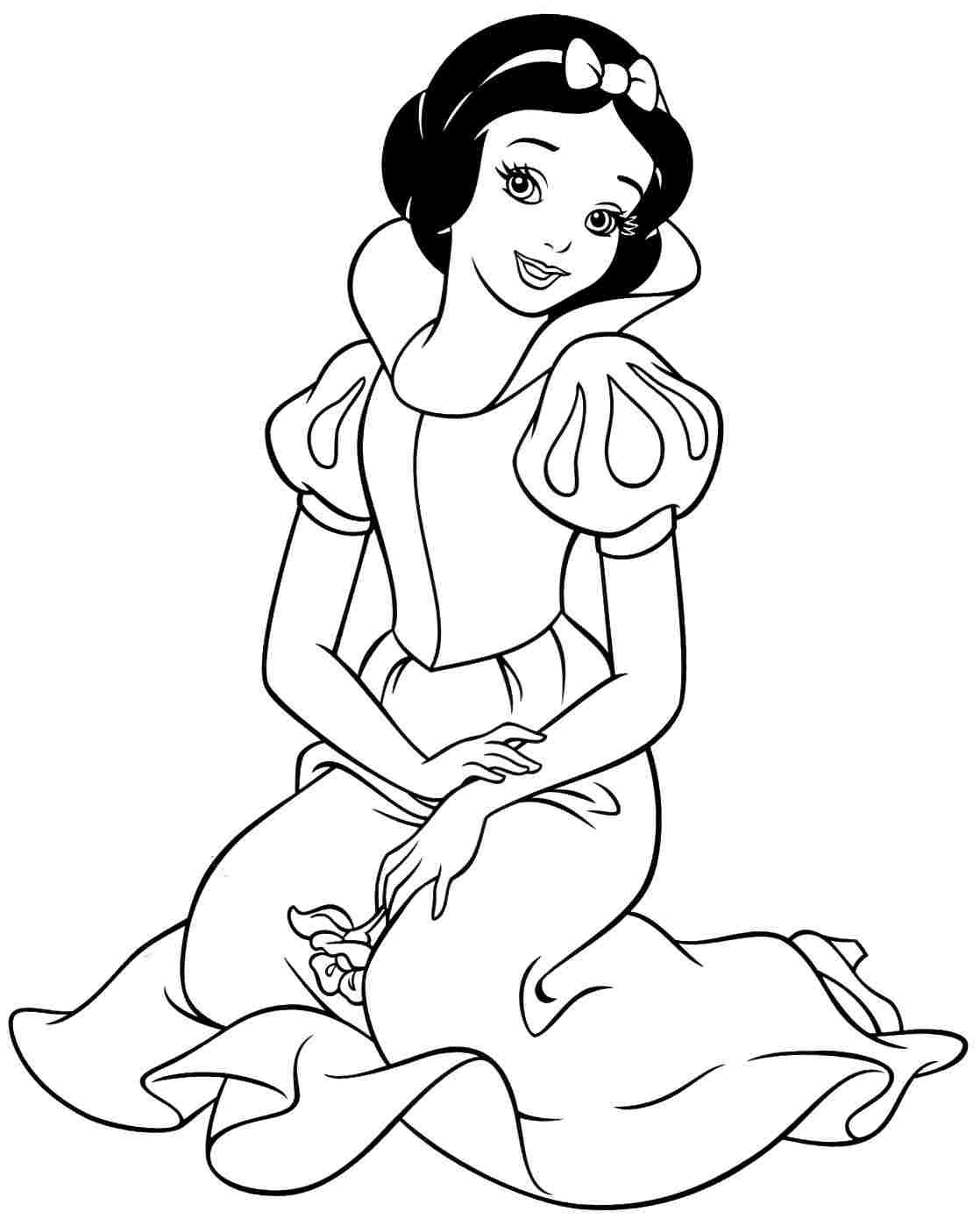 Coloriage Blanche-Neige Assise