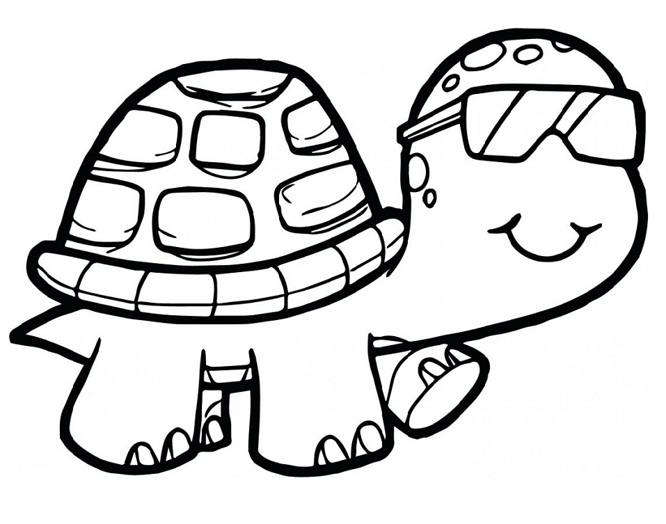 Coloriage la tortue porte des lunettes à imprimer