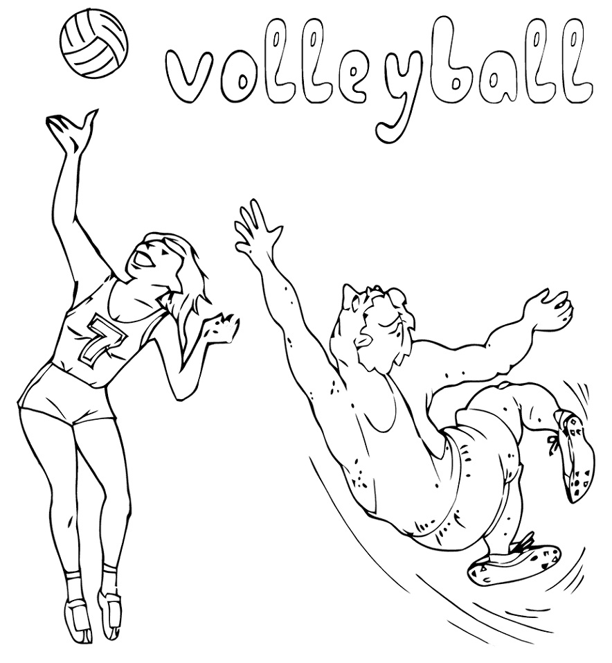 Coloriage Adolescents avec Volley-ball